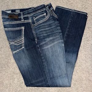 BKE Carter Dark Blue Jeans with White Stitching